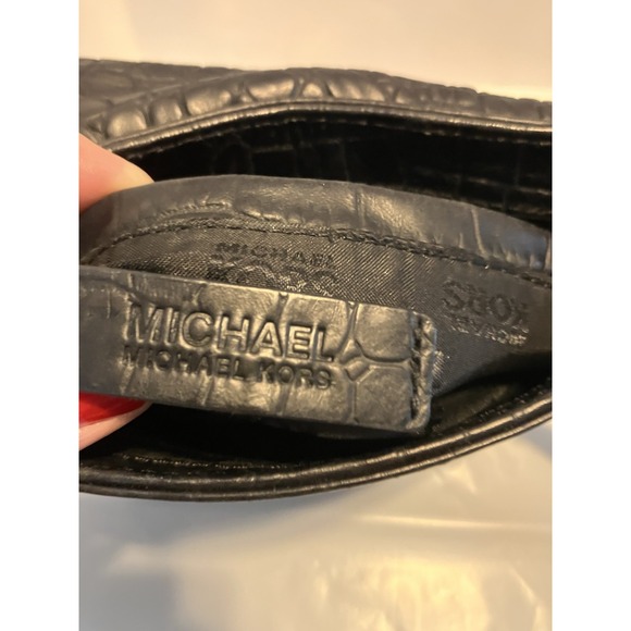 Michael Kors Vintage Black Croc Embossed Crossbody Leather Gold Hardware & Chain - Picture 5 of 6